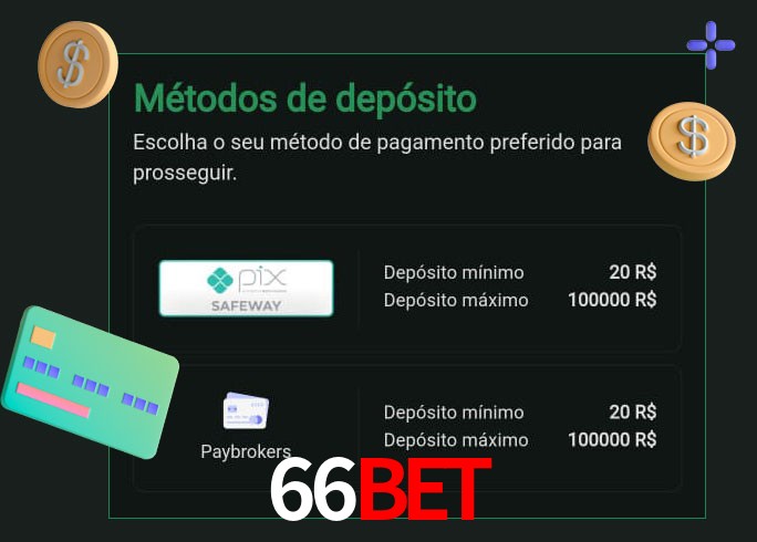 O cassino 66Bet oferece uma grande variedade de métodos de pagamento